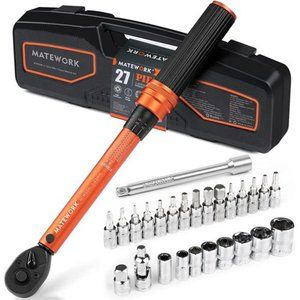 1/4 Inch Drive Click Torque Wrench, 27 PCS Bike Torque Wrench Set Double Scale